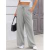 image:imageATHMILE Wide Leg Sweatpants High Waisted Double Waisted Baggy Sweat Pants Fashion Teen Girl Drawstring Athletic JoggersGrey