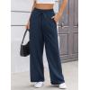 image:imageATHMILE Wide Leg Sweatpants High Waisted Double Waisted Baggy Sweat Pants Fashion Teen Girl Drawstring Athletic JoggersNavy Blue
