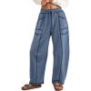 image:imageATHMILE Sweatpants Women 2026 Baggy PullOn Barrel Pants Wide Leg Lounge Drawstring Sweatpants with PocketsBlue