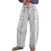image:imageATHMILE Sweatpants Women 2026 Baggy PullOn Barrel Pants Wide Leg Lounge Drawstring Sweatpants with PocketsLight Grey
