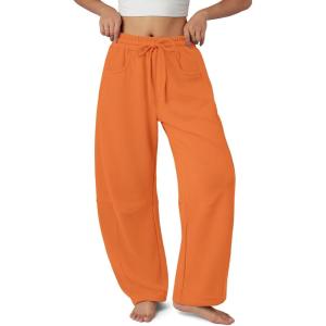 image:imageATHMILE Barrel Sweatpants Women Fall Fashion Wide Leg Pants 2026 Baggy Lounge Comfy Flowy Sweat Pants with PocketsOrange