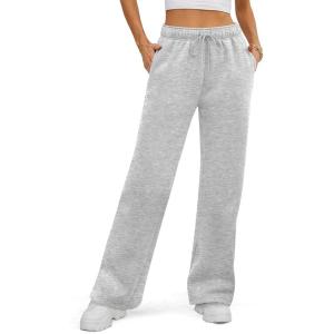 image:imageATHMILE Womens Sweatpants 2026 Fall Baggy Wide Leg Sweatpant Fleece Lined Straight Leg Sweat PantsGrey