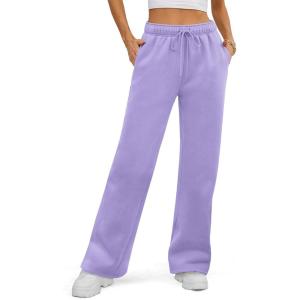 image:imageATHMILE Womens Sweatpants 2026 Fall Baggy Wide Leg Sweatpant Fleece Lined Straight Leg Sweat PantsLight Purple