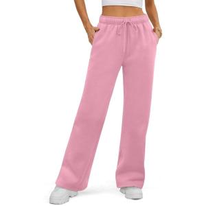 image:imageATHMILE Womens Sweatpants 2026 Fall Baggy Wide Leg Sweatpant Fleece Lined Straight Leg Sweat PantsPink