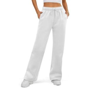 image:imageATHMILE Womens Sweatpants 2026 Fall Baggy Wide Leg Sweatpant Fleece Lined Straight Leg Sweat PantsWhite
