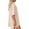 image:imageATHMILE Womens Two Piece Short Lounge Sets Spring Summer Casual Oversized Shirts Airport Travel Outfit Beach Vacation 2026Beige