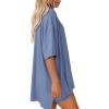 image:imageATHMILE Womens Two Piece Short Lounge Sets Spring Summer Casual Oversized Shirts Airport Travel Outfit Beach Vacation 2026Blue