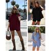 image:imageATHMILE Womens Two Piece Short Lounge Sets Spring Summer Casual Oversized Shirts Airport Travel Outfit Beach Vacation 2026Blue