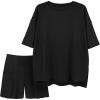 image:imageATHMILE Womens Two Piece Short Lounge Sets Spring Summer Casual Oversized Shirts Airport Travel Outfit Beach Vacation 2026Black