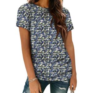 image:imageATHMILE Womens T Shirt Summer Tops Short Sleeve Fashion School Teachers Clothes 2026 Spring Beach Vacation TrendyBlueflower