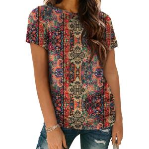 image:imageATHMILE Womens T Shirt Summer Tops Short Sleeve Fashion School Teachers Clothes 2026 Spring Beach Vacation TrendyPaisley