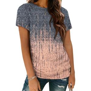 image:imageATHMILE Womens T Shirt Summer Tops Short Sleeve Fashion School Teachers Clothes 2026 Spring Beach Vacation TrendyTiedye Coral