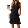 image:imageATHMILE Summer Dresses for Women 2026 Beach Vacation Clothes V Neck Henley Button Holiday Sundresses Pockets Date OutfitsBlack
