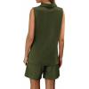image:imageATHMILE Womens Two Piece Short Sets Summer V Neck Travel Outfits Sweatsuits Sleeveless Lounge Sets TracksuitArmy Green