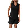 image:imageATHMILE Womens Two Piece Short Sets Summer V Neck Travel Outfits Sweatsuits Sleeveless Lounge Sets TracksuitBlack