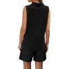 image:imageATHMILE Womens Two Piece Short Sets Summer V Neck Travel Outfits Sweatsuits Sleeveless Lounge Sets TracksuitBlack