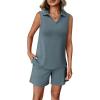image:imageATHMILE Womens Two Piece Short Sets Summer V Neck Travel Outfits Sweatsuits Sleeveless Lounge Sets TracksuitBlue