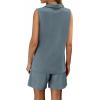 image:imageATHMILE Womens Two Piece Short Sets Summer V Neck Travel Outfits Sweatsuits Sleeveless Lounge Sets TracksuitBlue