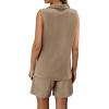 image:imageATHMILE Womens Two Piece Short Sets Summer V Neck Travel Outfits Sweatsuits Sleeveless Lounge Sets TracksuitCoffee