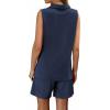 image:imageATHMILE Womens Two Piece Short Sets Summer V Neck Travel Outfits Sweatsuits Sleeveless Lounge Sets TracksuitNavy