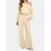 image:imageATHMILE Womens Wide Leg Sweatpants High Waisted Baggy Lounge Pants with Pockets Drawstring Comfy Casual Athletic PalazzoApricot