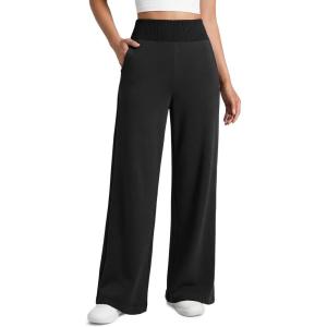 image:imageATHMILE Womens Wide Leg Sweatpants High Waisted Baggy Lounge Pants with Pockets Drawstring Comfy Casual Athletic PalazzoBlack