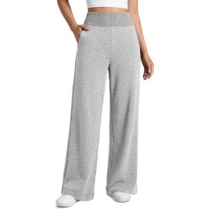 image:imageATHMILE Womens Wide Leg Sweatpants High Waisted Baggy Lounge Pants with Pockets Drawstring Comfy Casual Athletic PalazzoGrey