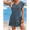 image:imageATHMILE Womens Swimsuit Cover Up 2026 Short Sleeve V Neck Crochet Bathing Suit Beach Dress Summer Bikini Cover upsDeep Teal