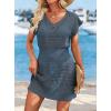 image:imageATHMILE Womens Swimsuit Cover Up 2026 Short Sleeve V Neck Crochet Bathing Suit Beach Dress Summer Bikini Cover upsDeep Teal
