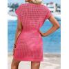 image:imageATHMILE Womens Swimsuit Cover Up 2026 Short Sleeve V Neck Crochet Bathing Suit Beach Dress Summer Bikini Cover upsHot Pink