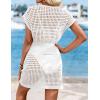 image:imageATHMILE Womens Swimsuit Cover Up 2026 Short Sleeve V Neck Crochet Bathing Suit Beach Dress Summer Bikini Cover upsWhite