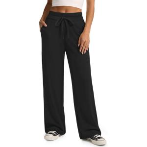 image:imageATHMILE Sweatpants Women Wide Leg High Waisted Baggy Lounge Casual Cotton Pants Fashion Y2K Gym Clothes for Fall WinterBlack