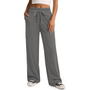 image:imageATHMILE Sweatpants Women Wide Leg High Waisted Baggy Lounge Casual Cotton Pants Fashion Y2K Gym Clothes for Fall WinterDark Grey