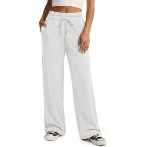 image:imageATHMILE Sweatpants Women Wide Leg High Waisted Baggy Lounge Casual Cotton Pants Fashion Y2K Gym Clothes for Fall WinterWhite