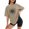 image:imageATHMILE Womens Oversized T Shirts Casual Tee Workout Tops Gym Clothes Summer Loose Fit Short Sleeve Graphics Basic Y2K 2026Sunflower Print Khaki