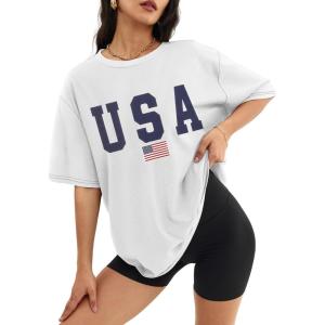 image:imageATHMILE Womens Oversized T Shirts Casual Tee Workout Tops Gym Clothes Summer Loose Fit Short Sleeve Graphics Basic Y2K 2026Whiteusa