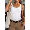 image:imageATHMILE Women Tank Top Sleeveless Scoop Neck Form Fitting Ribbed Knit Basic Cami Shirts2 Full Length White