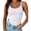 image:imageATHMILE Women Tank Top Sleeveless Scoop Neck Form Fitting Ribbed Knit Basic Cami Shirts2 Full Length White