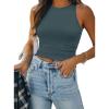 image:imageATHMILE Womens Double Lined Crop Tank Tops Casual Basic Shirts Sleeveless Workout Tops Cute Summer Clothes Teen GirlsHaze Blue