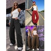 image:imageATHMILE Barrel Sweatpants Women Y2K Wide Leg Baggy Lounge Sweat Pants with Pockets Adjustable Drawstring Ankle Cuffs JoggersBrown