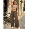 image:imageATHMILE Barrel Sweatpants Women Y2K Wide Leg Baggy Lounge Sweat Pants with Pockets Adjustable Drawstring Ankle Cuffs JoggersBrown