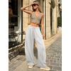 image:imageATHMILE Barrel Sweatpants Women Y2K Wide Leg Baggy Lounge Sweat Pants with Pockets Adjustable Drawstring Ankle Cuffs JoggersGrey