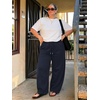 image:imageATHMILE Barrel Sweatpants Women Y2K Wide Leg Baggy Lounge Sweat Pants with Pockets Adjustable Drawstring Ankle Cuffs JoggersNavy