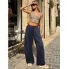 image:imageATHMILE Barrel Sweatpants Women Y2K Wide Leg Baggy Lounge Sweat Pants with Pockets Adjustable Drawstring Ankle Cuffs JoggersNavy