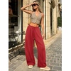 image:imageATHMILE Barrel Sweatpants Women Y2K Wide Leg Baggy Lounge Sweat Pants with Pockets Adjustable Drawstring Ankle Cuffs JoggersRed