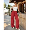 image:imageATHMILE Barrel Sweatpants Women Y2K Wide Leg Baggy Lounge Sweat Pants with Pockets Adjustable Drawstring Ankle Cuffs JoggersRed
