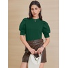 image:imageATHMILE Short Sleeve Sweater for Women 2026 Spring Summer Blouses Crewneck Knit Puff Sleeve Dressy Casual Trendy ShirtsAdark Green