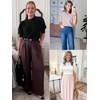 image:imageATHMILE Short Sleeve Sweater for Women 2026 Spring Summer Blouses Crewneck Knit Puff Sleeve Dressy Casual Trendy ShirtsAwine Red