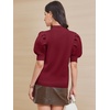 image:imageATHMILE Short Sleeve Sweater for Women 2026 Spring Summer Blouses Crewneck Knit Puff Sleeve Dressy Casual Trendy ShirtsAwine Red