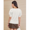 image:imageATHMILE Short Sleeve Sweater for Women 2026 Spring Summer Blouses Crewneck Knit Puff Sleeve Dressy Casual Trendy ShirtsBwhite